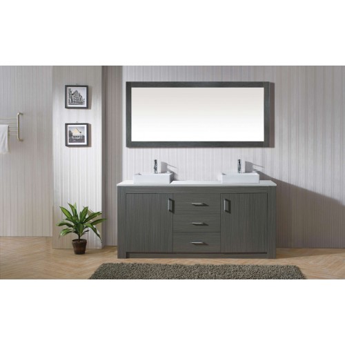 Tavian 60" Double Bathroom Vanity Cabinet Set in Zebra Grey