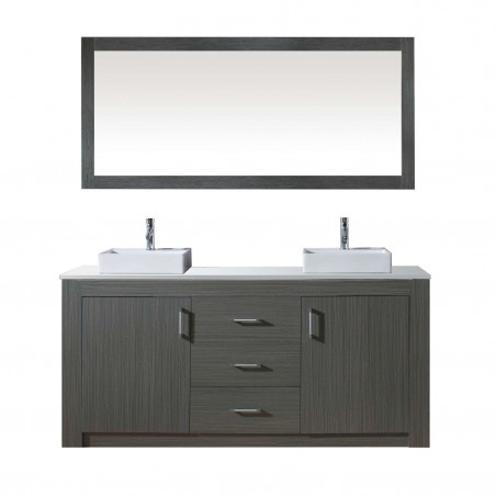 Tavian 60" Double Bathroom Vanity Cabinet Set in Zebra Grey