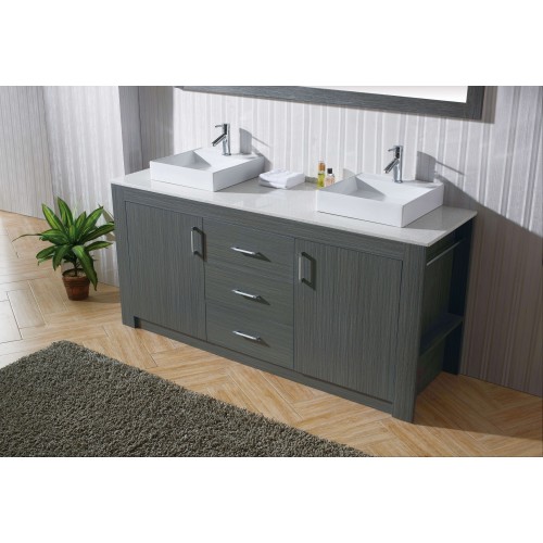 Tavian 60" Double Bathroom Vanity Cabinet Set in Zebra Grey