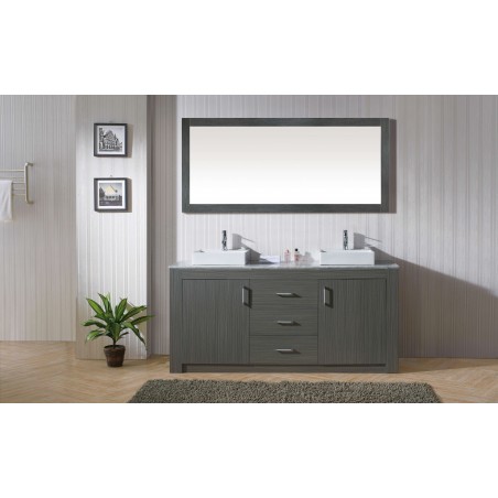 Tavian 60" Double Bathroom Vanity Cabinet Set in Zebra Grey