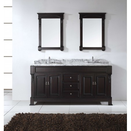 Huntshire 72" Double Bathroom Vanity Cabinet Set in Dark Walnut