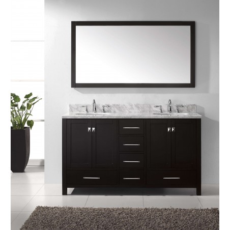 Caroline Avenue 60" Double Bathroom Vanity Cabinet Set in Espresso