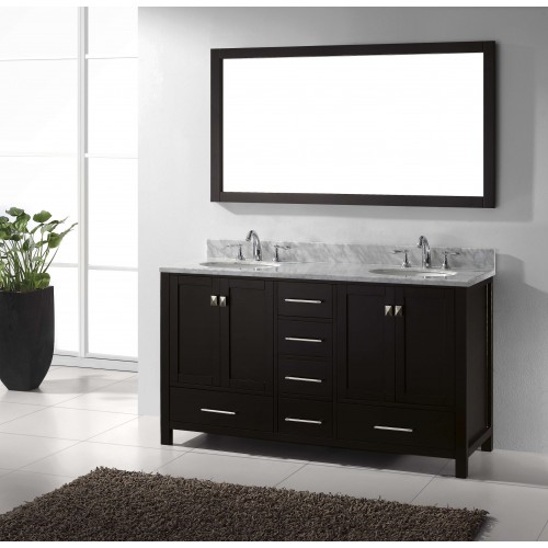 Caroline Avenue 60" Double Bathroom Vanity Cabinet Set in Espresso