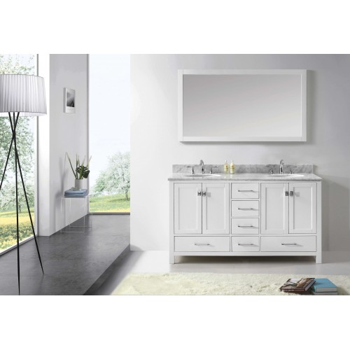 Caroline Avenue 60" Double Bathroom Vanity Cabinet Set in White
