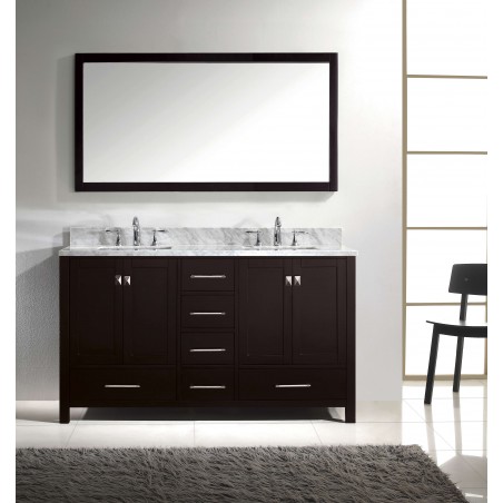 Caroline Avenue 60" Double Bathroom Vanity Cabinet Set in Espresso