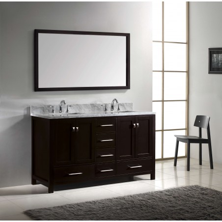 Caroline Avenue 60" Double Bathroom Vanity Cabinet Set in Espresso