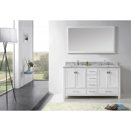 Caroline Avenue 60" Double Bathroom Vanity Cabinet Set in White