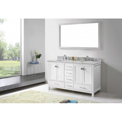 Caroline Avenue 60" Double Bathroom Vanity Cabinet Set in White