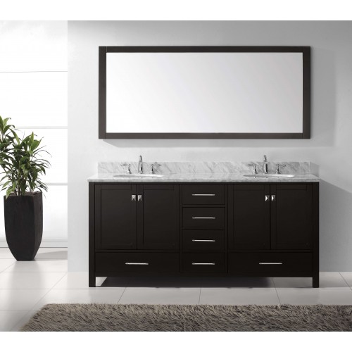 Caroline Avenue 72" Double Bathroom Vanity Cabinet Set in Espresso