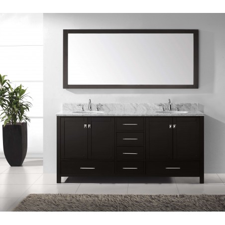 Caroline Avenue 72" Double Bathroom Vanity Cabinet Set in Espresso