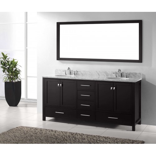 Caroline Avenue 72" Double Bathroom Vanity Cabinet Set in Espresso