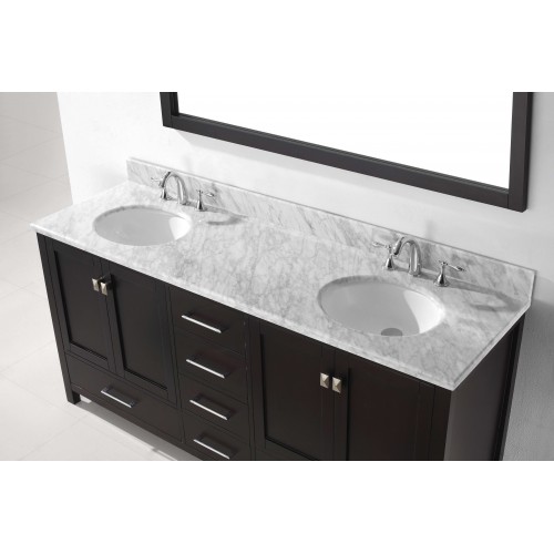 Caroline Avenue 72" Double Bathroom Vanity Cabinet Set in Espresso