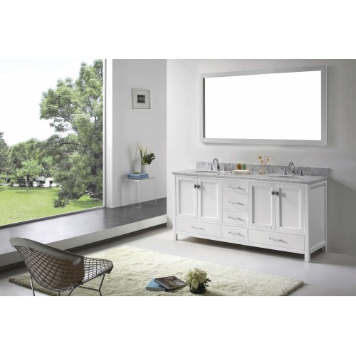 Caroline Avenue 72" Double Bathroom Vanity Cabinet Set in White