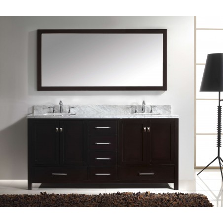 Caroline Avenue 72" Double Bathroom Vanity Cabinet Set in Espresso
