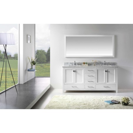 Caroline Avenue 72" Double Bathroom Vanity Cabinet Set in White