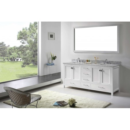 Caroline Avenue 72" Double Bathroom Vanity Cabinet Set in White