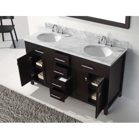 Caroline 60" Double Bathroom Vanity Cabinet Set in Espresso