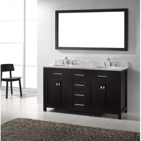 Caroline 60" Double Bathroom Vanity Cabinet Set in Espresso