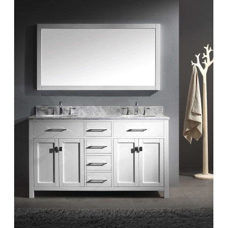 Caroline 60" Double Bathroom Vanity Cabinet Set in White