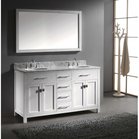 Caroline 60" Double Bathroom Vanity Cabinet Set in White