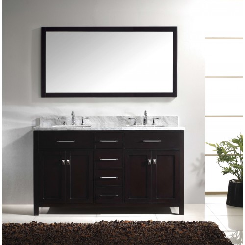 Caroline 60" Double Bathroom Vanity Cabinet Set in Espresso