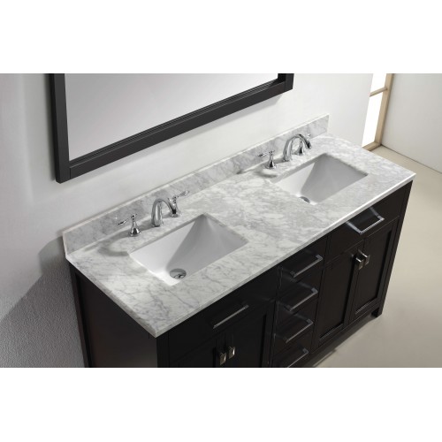 Caroline 60" Double Bathroom Vanity Cabinet Set in Espresso