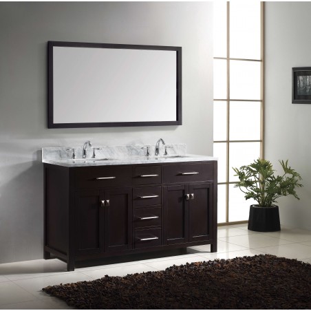 Caroline 60" Double Bathroom Vanity Cabinet Set in Espresso