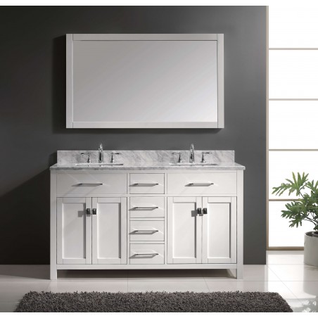 Caroline 60" Double Bathroom Vanity Cabinet Set in White