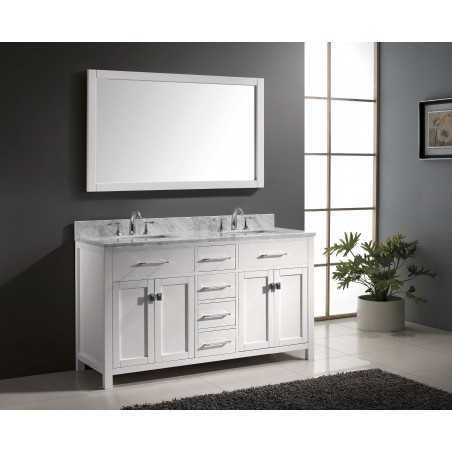 Caroline 60" Double Bathroom Vanity Cabinet Set in White