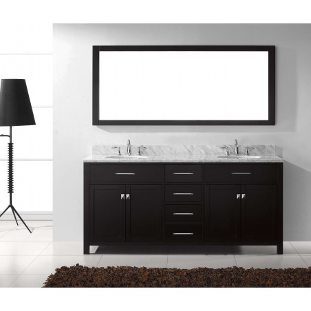 Caroline 72" Double Bathroom Vanity Cabinet Set in Espresso