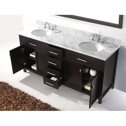 Caroline 72" Double Bathroom Vanity Cabinet Set in Espresso