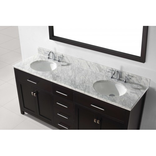 Caroline 72" Double Bathroom Vanity Cabinet Set in Espresso