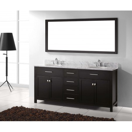 Caroline 72" Double Bathroom Vanity Cabinet Set in Espresso