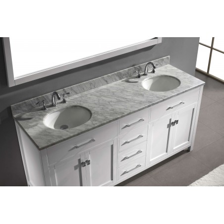 Caroline 72" Double Bathroom Vanity Cabinet Set in White