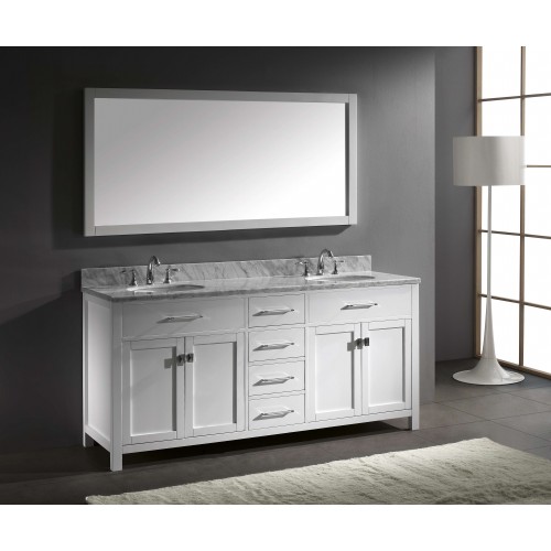 Caroline 72" Double Bathroom Vanity Cabinet Set in White