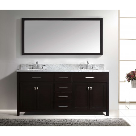 Caroline 72" Double Bathroom Vanity Cabinet Set in Espresso