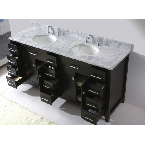 Caroline Parkway 72" Double Bathroom Vanity Cabinet Set in Espresso