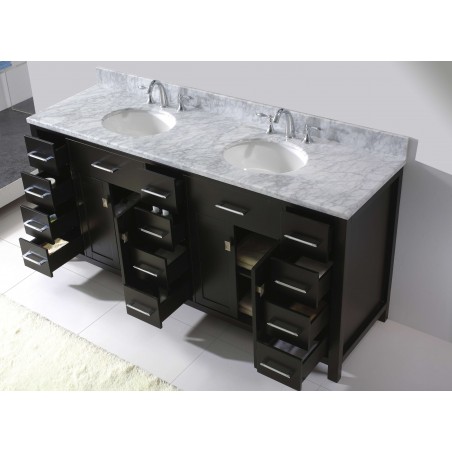 Caroline Parkway 72" Double Bathroom Vanity Cabinet Set in Espresso