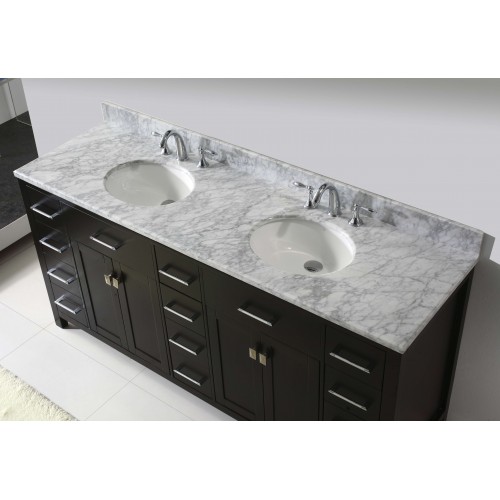 Caroline Parkway 72" Double Bathroom Vanity Cabinet Set in Espresso