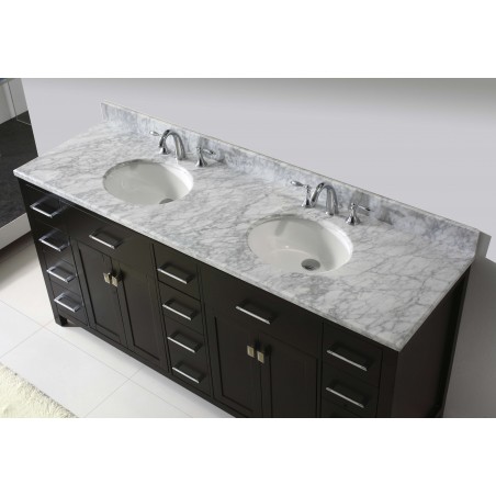 Caroline Parkway 72" Double Bathroom Vanity Cabinet Set in Espresso