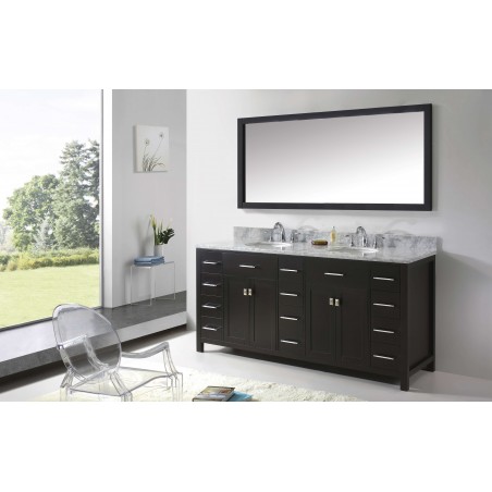 Caroline Parkway 72" Double Bathroom Vanity Cabinet Set in Espresso