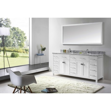 Caroline Parkway 72" Double Bathroom Vanity Cabinet Set in White
