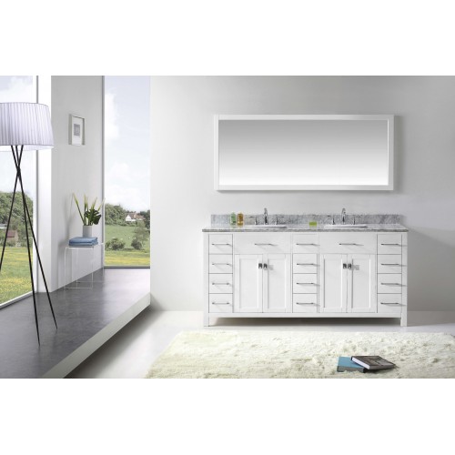 Caroline Parkway 72" Double Bathroom Vanity Cabinet Set in White