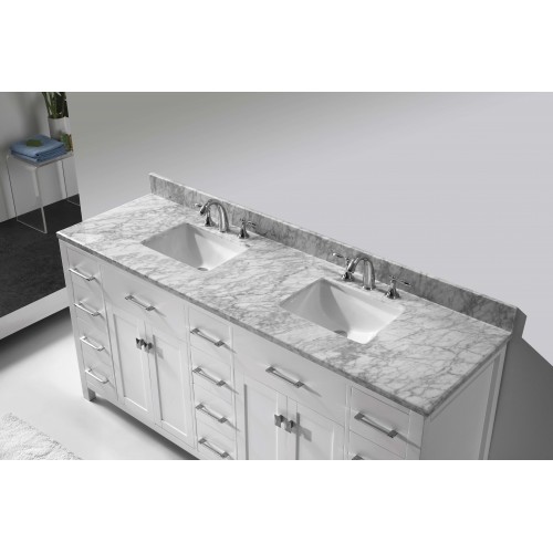 Caroline Parkway 72" Double Bathroom Vanity Cabinet Set in White