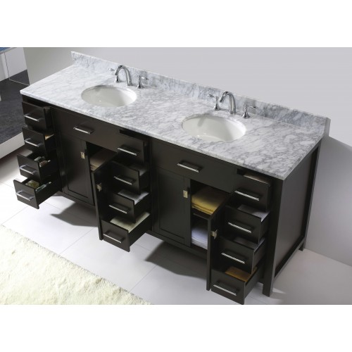 Caroline Parkway 78" Double Bathroom Vanity Cabinet Set in Espresso