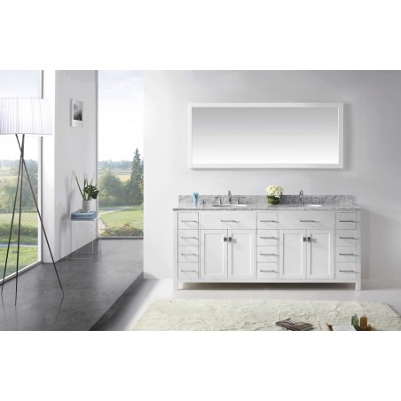 Caroline Parkway 78" Double Bathroom Vanity Cabinet Set in White