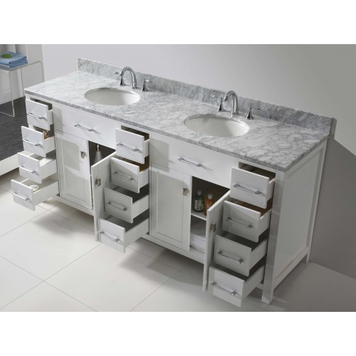 Caroline Parkway 78" Double Bathroom Vanity Cabinet Set in White