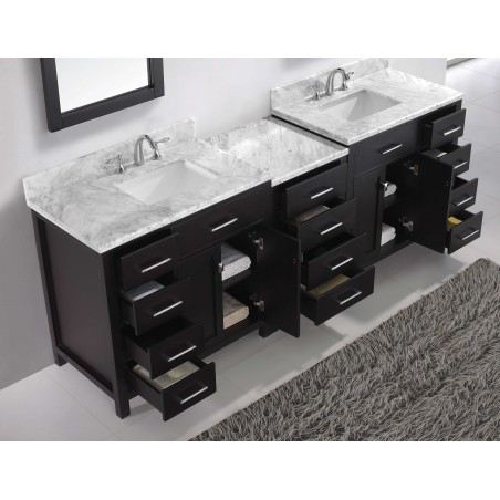 Caroline Parkway 93" Double Bathroom Vanity Cabinet Set in Espresso
