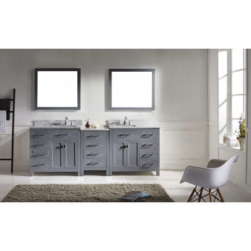 Caroline Parkway 93" Double Bathroom Vanity Cabinet Set in Grey