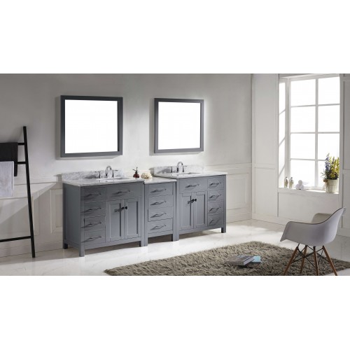 Caroline Parkway 93" Double Bathroom Vanity Cabinet Set in Grey